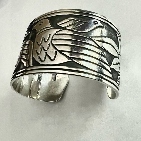 James Avery rain dove or tropical birds bird paradise cuff HEAVY! substantial - Picture 5 of 14